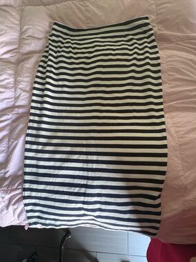J. Crew Black and White Striped Pencil Skirt